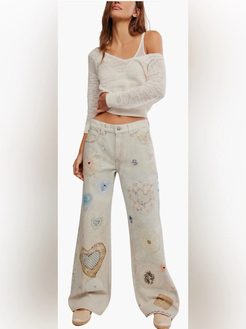Free people printed straight leg jeans NWT